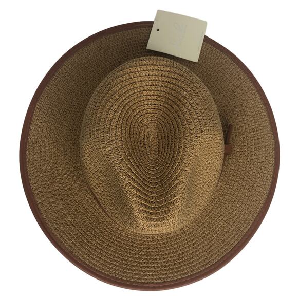 Riah Fashion Brown Straw Woven Fedora - Picture 7 of 9